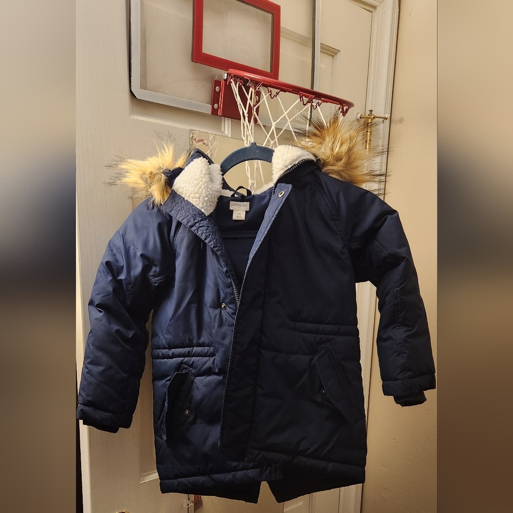 Boys J. CREW "Crewcuts" navy blue heavy winter coat size 4-5